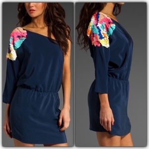 Toni Begonia Silk one shoulder dress - Size 10